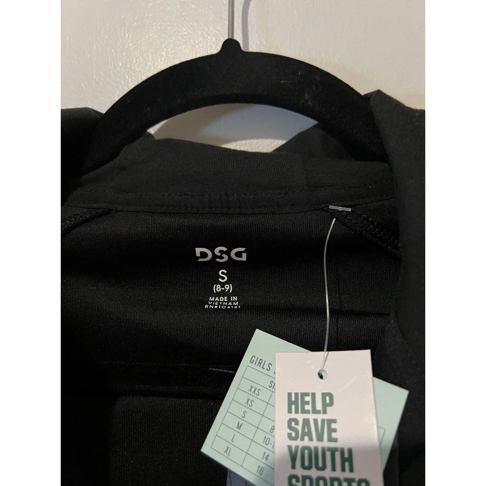 NWT DSG Girls Sport Fleece Top Hoodie Black Sweatshirt Size‎ Small Soft Full Zip